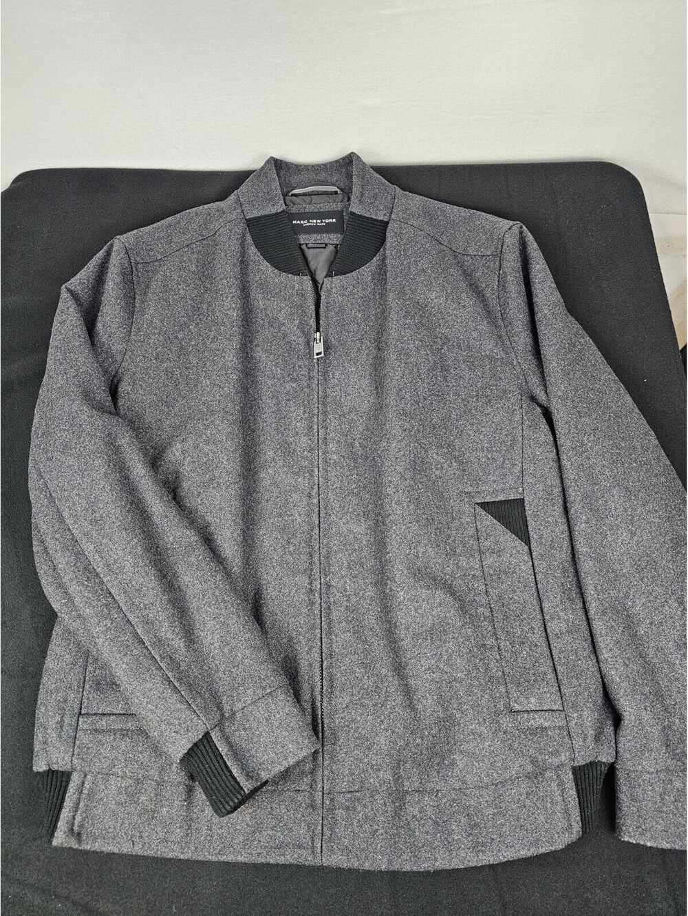 Marc New York Wool-Blend Men's XL Jacket Gray Bomber